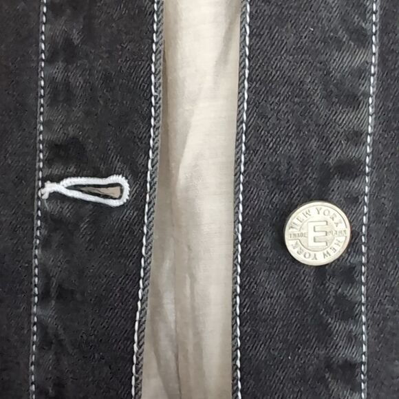 Emanuel Ungaro Classic Black Denim Jacket with White Stitching Size L - Picture 7 of 10